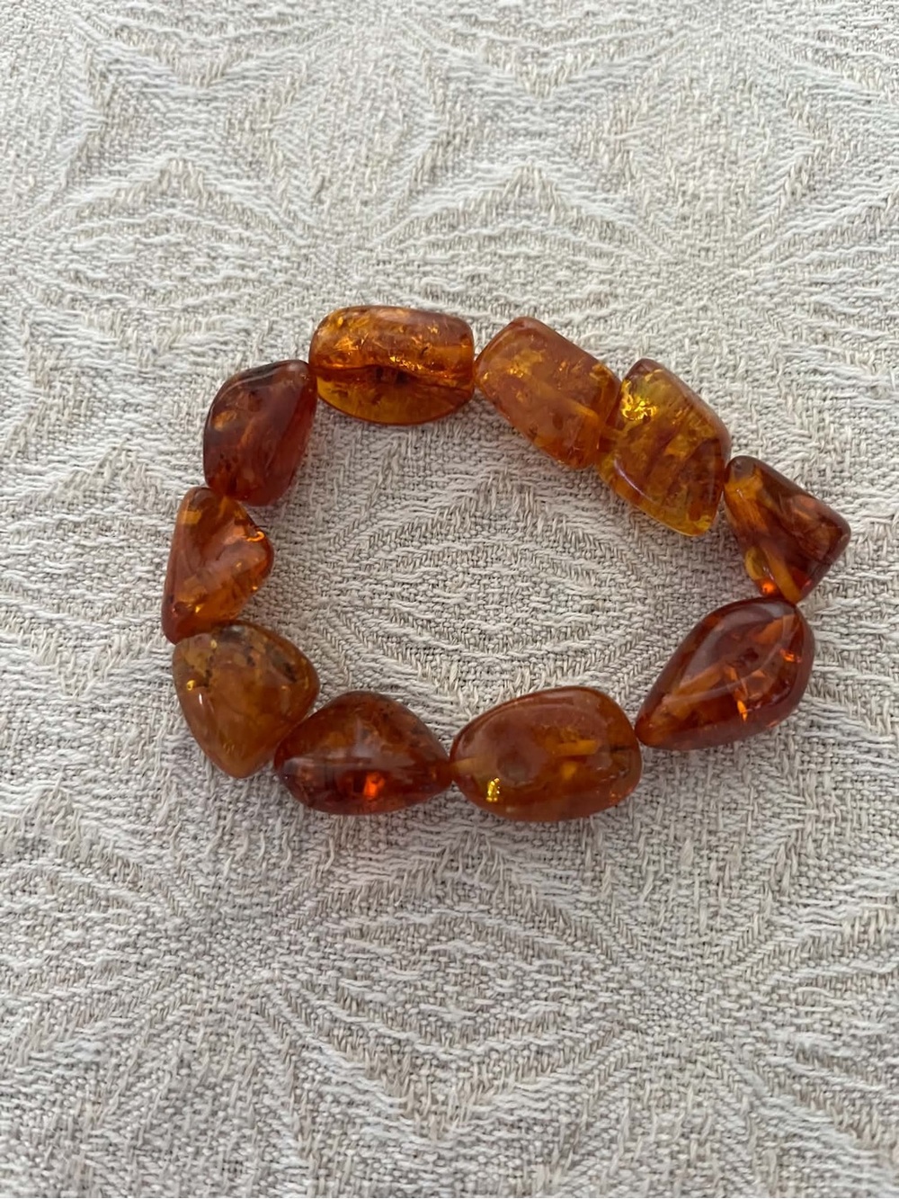 Natural Amber Stretch Bracelet - Honey Brown